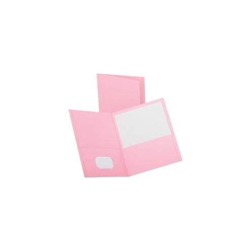 Oxford Twin-pocket Pink BCA Portfolios - Letter - 8 1/2" x 11" Sheet Size - 2 Pocket(s) - Leatherette Paper - Pink - Recycled - 25 / Box