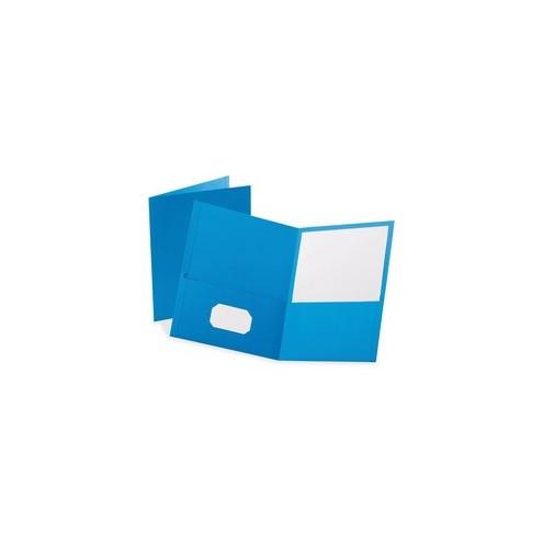 Esselte Twin Pocket Portfolios - 2 Pocket(s) - 11 pt. Folder Thickness - Leatherette - Light Blue - Recycled - 10 / Pack