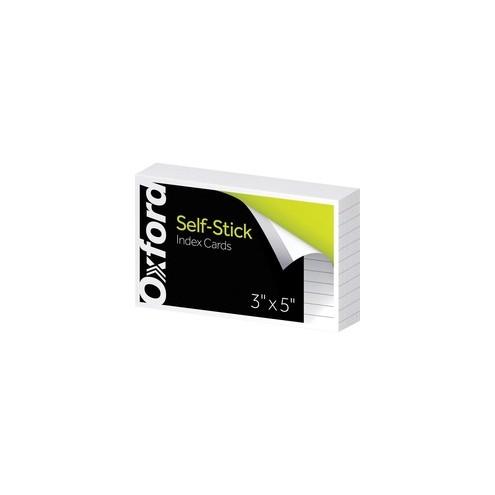 Oxford Self-Stick Index Cards - 3" x 5"3" - Ink Resistant - 100 / Pack