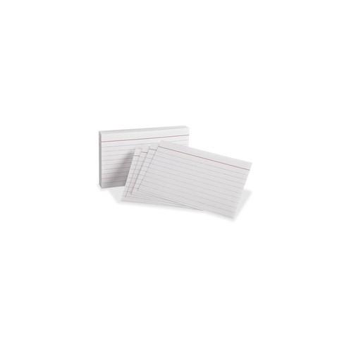 Oxford Ruled Heavyweight Index Cards - Front Ruling Surface - Ruled - 3" x 5" - White Paper - Heavyweight - 100 / Pack