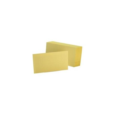 Oxford Colored Blank Index Cards - 100 Sheets - Plain - 3" x 5" - Canary Paper - Durable - Recycled - 100 / Pack