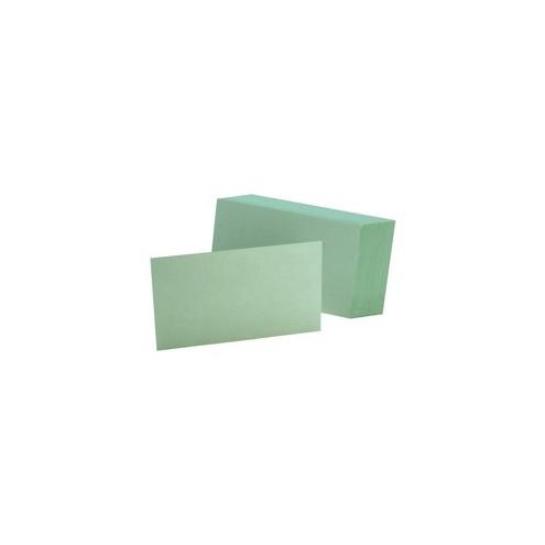 Oxford Colored Blank Index Cards - 100 Sheets - Plain - 3" x 5" - Green Paper - Durable - Recycled - 100 / Pack