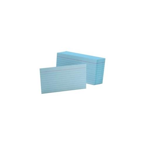 Oxford Colored Ruled Index Cards - Front Ruling Surface - Ruled - 90 lb Basis Weight - 3" x 5" - Blue Paper - 100 / Pack