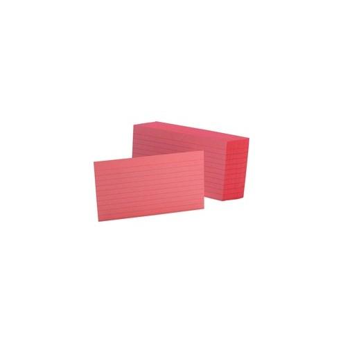 Oxford Colored Ruled Index Cards - 100 Sheets - Front Ruling Surface - 3" x 5" - Cherry Paper - Durable - 100 / Pack