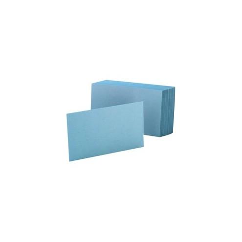 Oxford Colored Blank Index Cards - 100 Sheets - Plain - 4" x 6" - Blue Paper - Durable - 100 / Pack