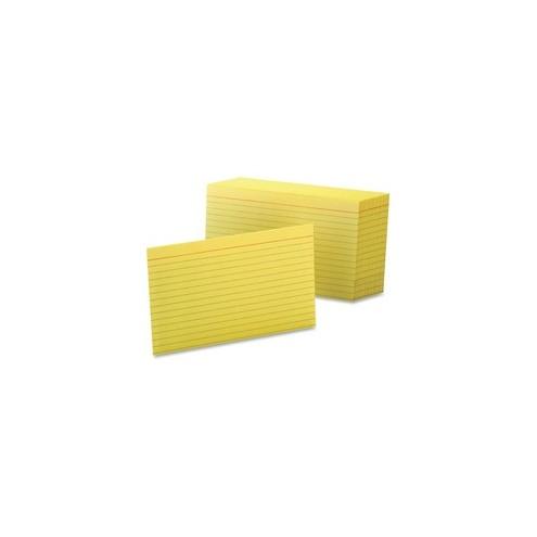 Oxford Colored Ruled Index Cards - 100 Sheets - Front Ruling Surface - 4" x 6" - Canary Paper - Durable - 100 / Pack