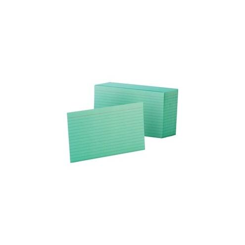 Oxford Colored Ruled Index Cards - 100 Sheets - Front Ruling Surface - 4" x 6" - Green Paper - Durable - 100 / Pack