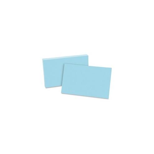 Oxford Colored Blank Index Cards - 5" x 8" - Blue Paper - 100 / Pack