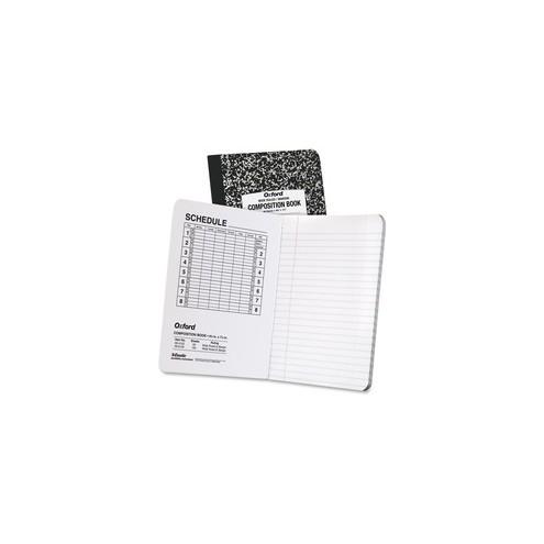 Oxford Recycled Composition Book - 60 Sheets - 15 lb Basis Weight - 9 3/4" x 7 1/2" - White Paper - Black Marble Cover - Recycled - 1Each