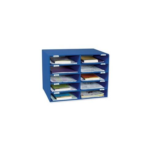 Classroom Keepers 10-Slot Mailbox - 10 Compartment(s) - Compartment Size 3" x 12.50" x 10" - 16.6" Height x 21" Width x 12.9" Depth - Recycled - Blue - 1Each