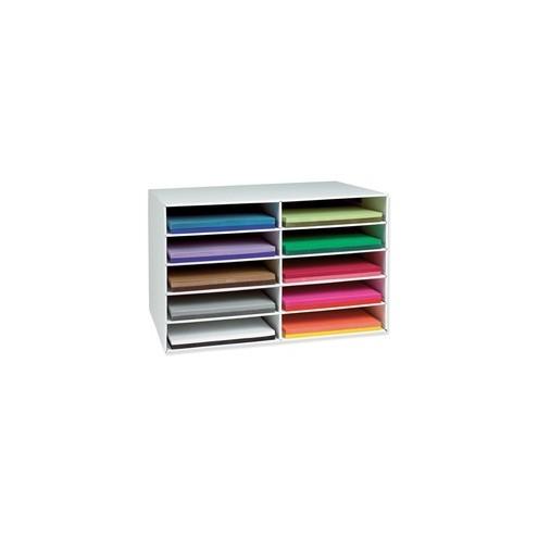 Classroom Keepers 12" x 18" Construction Paper Storage - 10 Compartment(s) - Compartment Size 3" x 12.25" x 18.25" - 16.9" Height x 26.9" Width x 18.5" Depth - Recycled - White - 1Each