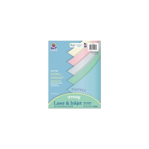 Pacon Inkjet, Laser Print Bond Paper - 10 Recycled - Letter - 8.50" x 11" - 20 lb Basis Weight - 500 Sheets/Pack - Bond Paper - 5 Pastel Colors