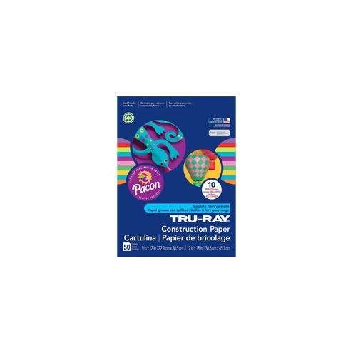 Tru-Ray Construction Paper - ClassRoom Project - 12" x 9" - 50 / Pack - Bright Assorted - Sulphite