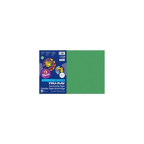 Tru-Ray Heavyweight Construction Paper - 18" x 12" - 50 / Pack - Holiday Green - Sulphite