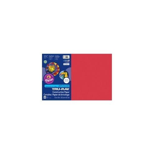 Tru-Ray Heavyweight Construction Paper - 18" x 12" - 50 / Pack - Holiday Red - Sulphite