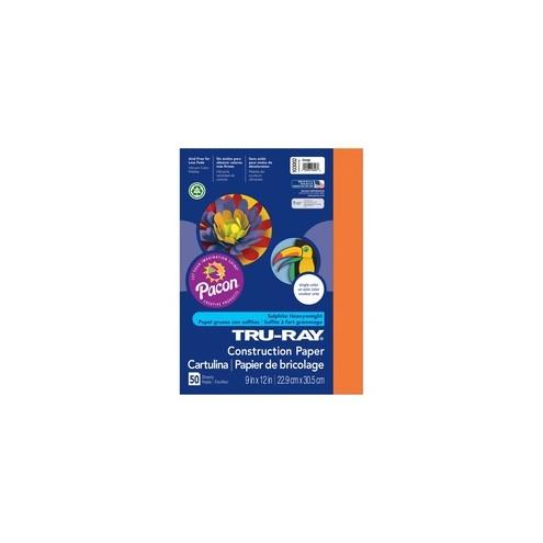 Tru-Ray Heavyweight Construction Paper - 12" x 9" - 50 / Pack - Orange - Sulphite