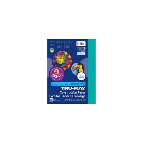 Tru-Ray Construction Paper - 12" x 9" - 76 lb Basis Weight - 50 / Pack - Turquoise - Sulphite