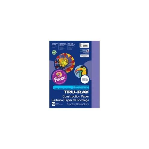 Tru-Ray Heavyweight Construction Paper - 0.50" x 12"9" - 50 / Pack - Violet - Sulphite