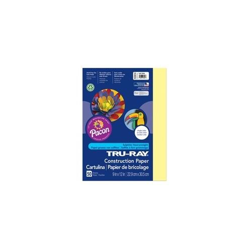 Tru-Ray Construction Paper - Project, Bulletin Board - 12" x 9" - 50 / Pack - Light Yellow - Sulphite