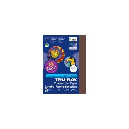 Tru-Ray Construction Paper - Project, Bulletin Board - 12" x 9" - 50 / Pack - Dark Brown - Sulphite