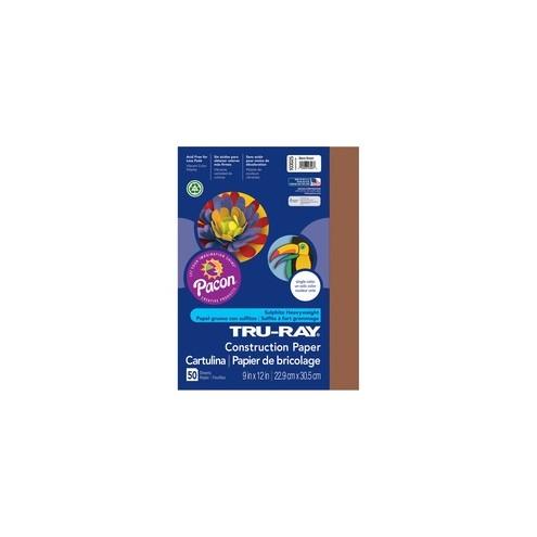 Tru-Ray Construction Paper - 12" x 9" - 50 / Pack - Brown - Sulphite