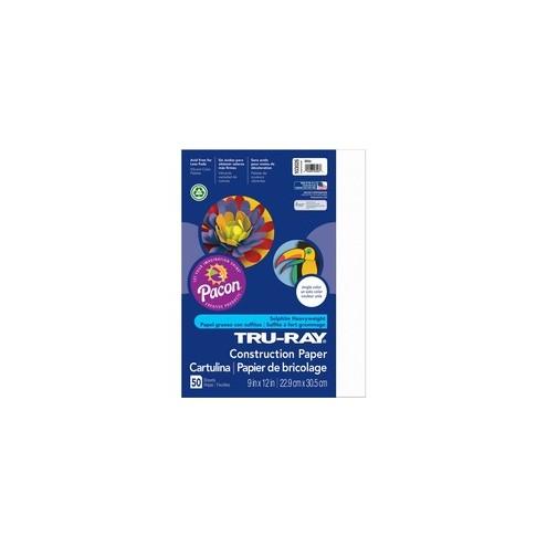 Tru-Ray Heavyweight Construction Paper - 12" x 9" - 50 / Pack - White - Sulphite