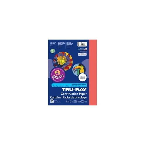 Tru-Ray Construction Paper - Bulletin Board - 12" x 9" - 50 / Pack - Red - Paper