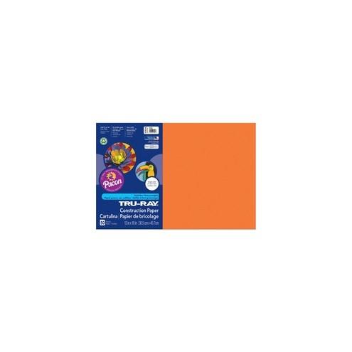 Tru-Ray Heavyweight Construction Paper - Art, Craft - 18" x 12" - 50 / Pack - Orange - Paper