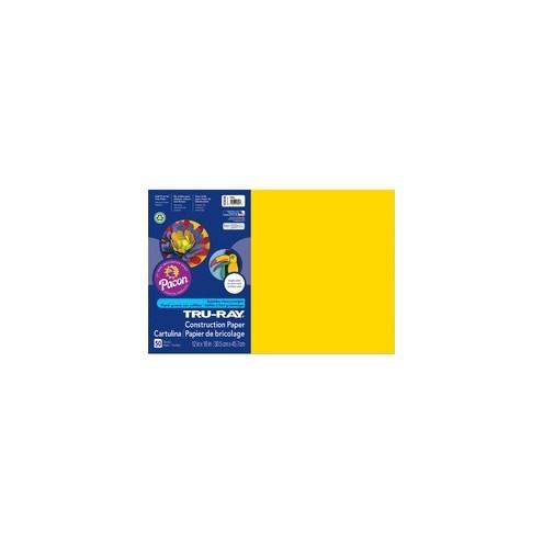 Tru-Ray Heavyweight Construction Paper - Art, Craft - 18" x 12" - 50 / Pack - Yellow - Sulphite