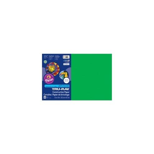 Tru-Ray Heavyweight Construction Paper - Art, Drawing - 18" x 12" - 50 / Pack - Festive Green - Sulphite