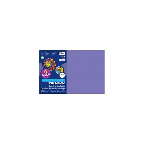 Tru-Ray Heavyweight Construction Paper - Art - 0.50" x 12" x 18" - 50 / Pack - Violet - Sulphite