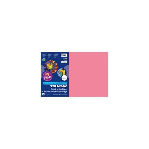 Tru-Ray Construction Paper - 12" x 18" - 76 lb Basis Weight - 50 / Pack - Shocking Pink - Sulphite