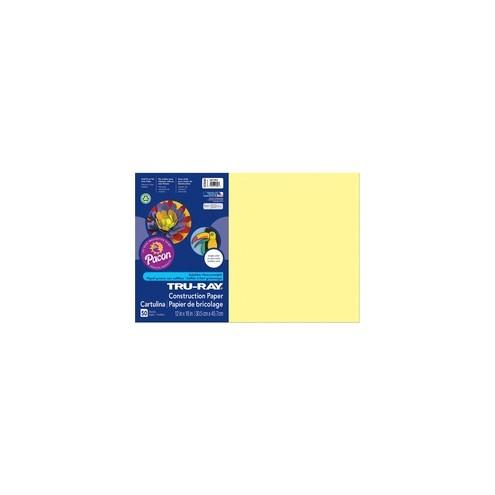 Tru-Ray Heavyweight Construction Paper - 18" x 12" - 1 Pack - Light Yellow - Sulphite