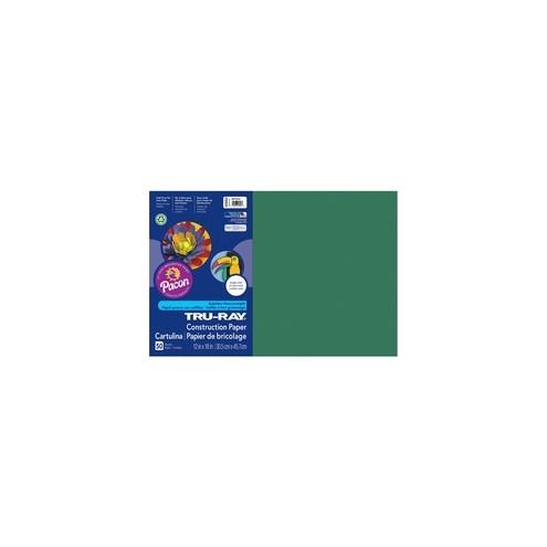 Tru-Ray Heavyweight Construction Paper - 0.50" x 18"12" - 1 Pack - Dark Green - Sulphite