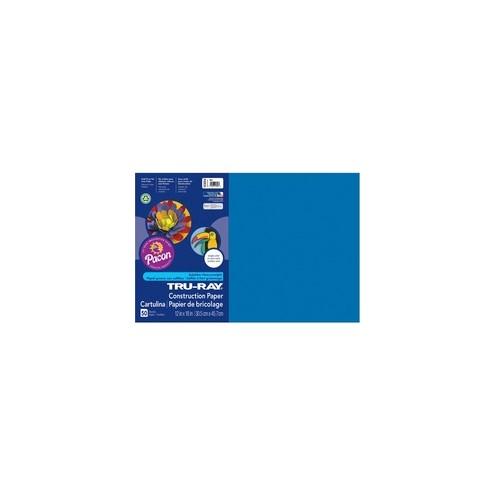 Tru-Ray Heavyweight Construction Paper - Art, Craft - 18" x 12" - 50 / Pack - Blue - Sulphite