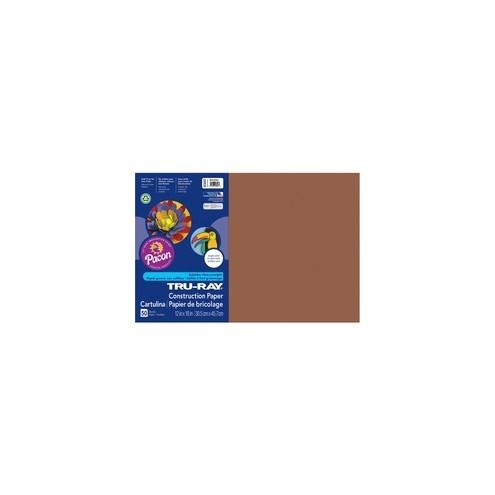 Tru-Ray Heavyweight Construction Paper - 0.50" x 18"12" - 50 / Pack - Brown - Sulphite