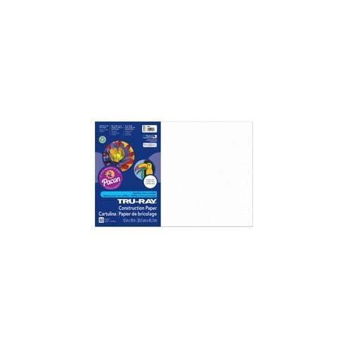 Tru-Ray Heavyweight Construction Paper - Art, Craft - 0.50" x 18"12" - 50 / Pack - White - Sulphite