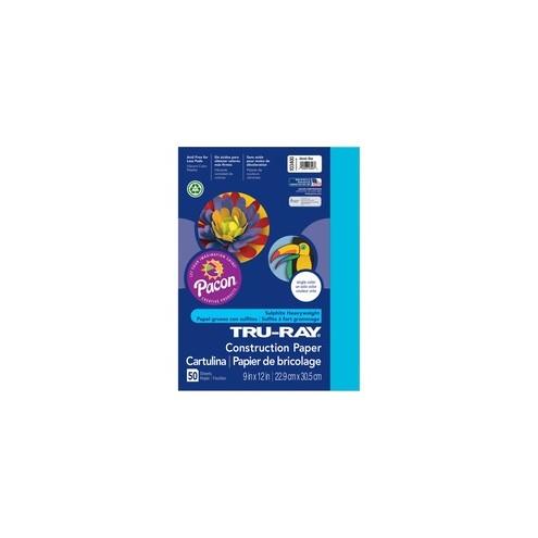 Tru-Ray Construction Paper - Art Project - 12" x 9" - 50 / Pack - Atomic Blue - Sulphite