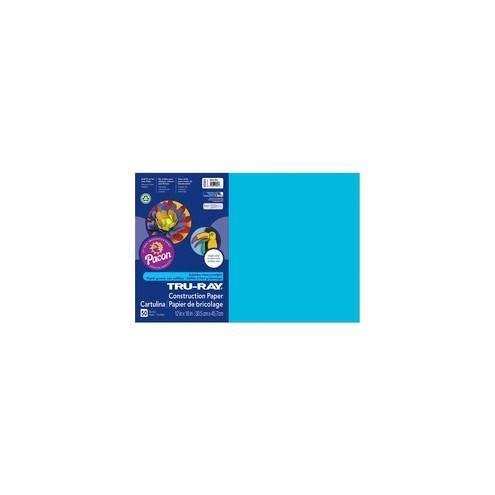 Tru-Ray Construction Paper - Art Project - 18" x 12" - 50 / Pack - Atomic Blue - Sulphite