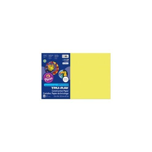 Tru-Ray Construction Paper - Art Project - 18" x 12" - 50 / Pack - Lively Lemon - Sulphite