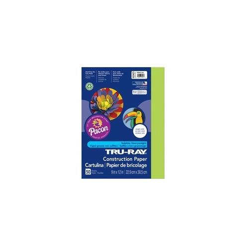 Tru-Ray Construction Paper - Project, Bulletin Board - 12" x 9" - 50 / Pack - Brilliant Lime - Sulphite