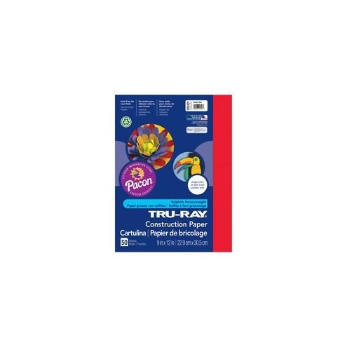 Tru-Ray Construction Paper - 12" x 9" - 50 / Pack - Festive Red