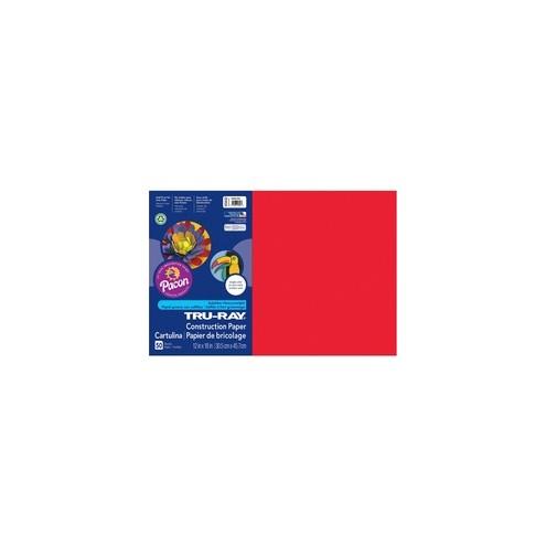 Tru-Ray Construction Paper - Bulletin Board - 12" x 18" - 50 / Pack - Festive Red - Sulphite, Fiber