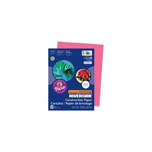 Riverside Construction Paper - Classroom, Art, Multipurpose - 12" x 9" - 50 / Pack - Raspberry - Groundwood