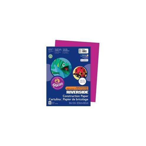 Riverside Construction Paper - Multipurpose, Art Classes - 12" x 9" - 50 / Pack - Magenta - Groundwood