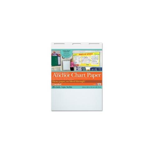 Pacon Heavy Duty Anchor Chart Paper - 25 Sheets - Plain - Unruled - 24" x 32" - White Paper - 4 / Carton
