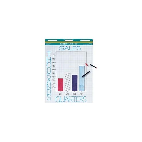 Pacon Grid Ruled Easel Pads - 50 Sheets - Stapled/Glued - Front Ruling Surface - Grid Ruled - 1" Ruled - 27" x 34" - White Paper - Chipboard Cover - Perforated, Bond Paper - 50 / Pad