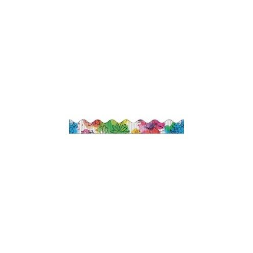 Bordette Designs Decorative Border - Watercolor Flowers Design - 2.25" x 25' - 1 Roll/Pkg