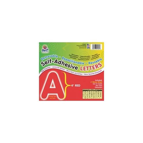 Pacon Reusable Self-Adhesive Letters - (Uppercase Letters, Number, Punctuation Marks) Shape - Self-adhesive - Acid-free, Fadeless - 4" Length - Puffy Font - Red - 78 / Pack