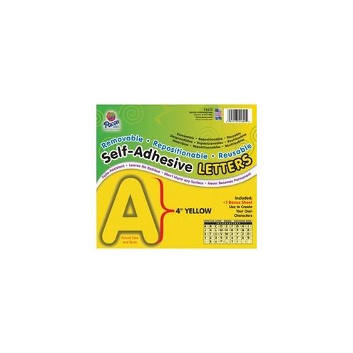 Pacon Reusable Self-Adhesive Letters - (Uppercase Letters, Number, Punctuation Marks) Shape - Self-adhesive - Acid-free, Fadeless - 4" Length - Puffy Font - Yellow - 1 / Pack